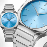 D1 Milano Square Maldives Sea Blue Dial Silver Steel Strap Watch for Men - D1-SQBJ05