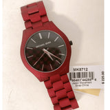 Michael Kors Slim Runway Quartz Black Dial Red Steel Strap Watch for Men - MK8712