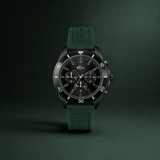 Lacoste Tiebreaker Chronograph Black Dial Green Silicon Strap Watch for Men - 2011153