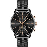 Hugo Boss Associate Black Dial Black Mesh Bracelet Watch for Men - 1513811
