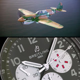 Breitling Super Avi B04 Chronograph GMT 46 Curtiss Warhawk Green Dial Brown Leather Strap Watch for Men - AB04452A1L1X1