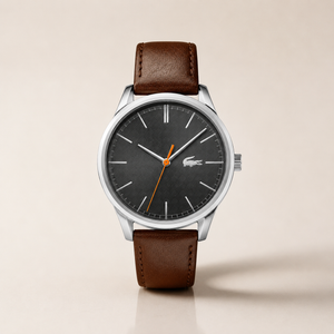 Lacoste Vienna Grey Dial Brown Leather Strap Watch for Men - 2011045