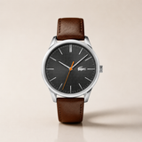Lacoste Vienna Grey Dial Brown Leather Strap Watch for Men - 2011045