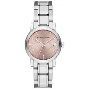 Burberry The City Pink Dial Silver Steel Strap Watch for Women - BU9124
