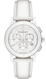 Burberry City Chronograph White Dial White Leather Strap Watch For Women - BU9701