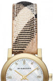 Burberry The City Diamonds Mother of Pearl Dial Brown Leather Strap Watch for Women - BU9226