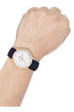 Fossil The Minimalist Slim White Dial Blue Leather Strap Watch for Men - FS5371
