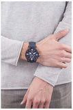 Fossil Nate Chronograph Blue Dial Two Tone Steel Strap Watch for Men - JR1494
