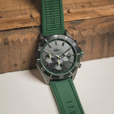 Lacoste Tiebreaker Chronograph Black Dial Green Silicon Strap Watch for Men - 2011153