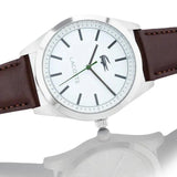 Lacoste Edmonton White Dial Brown Leather Strap Watch for Men - 2010893