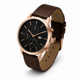 Lacoste Replay Chronograph Black Dial Brown Leather Strap Watch for Men - 2011257