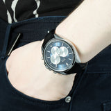 Hugo Boss Driver Blue Dial Black Leather Strap Watch for Men - 1512882