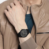 Lacoste 12.12 Black Dial Black Silicon Strap Watch for Men - 2011010