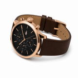 Lacoste Replay Chronograph Black Dial Brown Leather Strap Watch for Men - 2011257