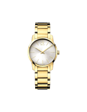 Calvin Klein City White Dial Gold Steel Strap Watch for Women - K2G23546