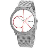 Calvin Klein Minimal White Dial Silver Mesh Bracelet Watch for Women - K3M52152