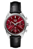 Tag Heuer Carrera Automatic Chronograph Red Dial Black Leather Strap Watch for Men - CBK221G.FC6479