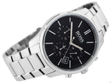 Hugo Boss Commander Black Dial Silver Steel Strap Watch for Men - 1513433