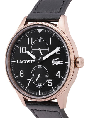 Lacoste Continental Black Dial Black Leather Strap Watch for Men - 2011042