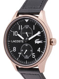 Lacoste Continental Black Dial Black Leather Strap Watch for Men - 2011042