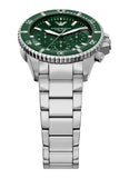 Emporio Armani World Explorer Solar Chronograph Green Dial Silver Steel Strap Watch for Men - AR11741