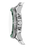 Emporio Armani World Explorer Solar Chronograph Green Dial Silver Steel Strap Watch for Men - AR11741
