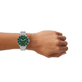 Emporio Armani World Explorer Solar Chronograph Green Dial Silver Steel Strap Watch for Men - AR11741