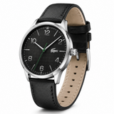 Lacoste Vienna Black Dial Balck Leather Strap Watch for Men - 2011074