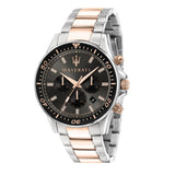 Maserati SFIDA Chronograph Black Dial Two Tone Steel Strap Watch For Men - R8873640002