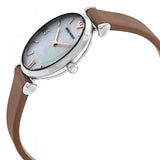 Emporio Armani Gianni T-Bar White Dial Brown Leather Strap Watch for Women - AR1988