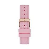 Guess Solstice Diamonds White Dial Pink Rubber Strap Watch For Women - GW0113L4