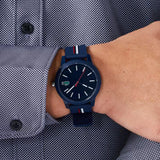 Lacoste 12.12 Blue Dial Two Tone Silicon Strap Watch for Men - 2011070