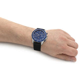 Lacoste Neoheritage Chronograph Blue Dial Black Silicone Strap Watch for Men - 2011252