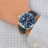 Fossil Wakefield Chronograph Blue Dial Black Leather Strap Watch for Women - CH2945