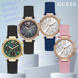 Guess Solstice Diamonds Silver Dial Blue Rubber Strap Watch for Women - GW0113L3