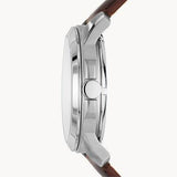 Fossil Grant Automatic White Dial Brown Leather Strap Watch for Men -  ME3027