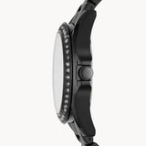 Fossil Riley Multifunction Black Dial Black Steel Strap Watch for Women - ES4519