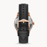 Fossil Townsman Automatic Black Dial Black Leather Strap Watch for Men - ME3170
