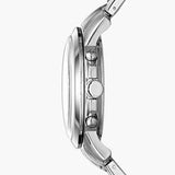 Fossil Grant Chronograph Black Dial Silver Steel Strap Watch for Men - FS4736