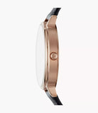 Emporio Armani Kappa Mother of Pearl Dial Black Leather Strap Watch For Women - AR80011
