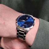 Emporio Armani Giovanni Quartz Blue Dial Silver Steel Strap Watch For Men - AR11227