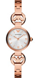 Emporio Armani Retro Quartz Silver Dial Rose Gold Steel Strap Watch For Women - AR1776