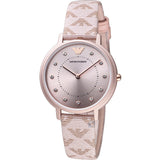 Emporio Armani Kappa Quartz Rose Gold Dial Pink Leather Strap Watch For Women - AR11010