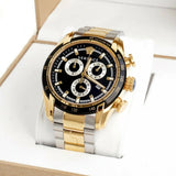 Versace V-Ray Chronograph Black Dial Two Tone Steel Strap Watch For Men - VE2I00421