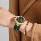 Michael Kors Parker Chronograph Green Dial Green Leather Strap Watch For Women - MK6985