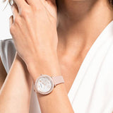Swarovski Crystal Frost White Dial Pink Leather Strap Watch for Women - 5519223