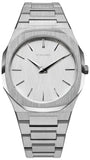 D1 Milano Ultra Thin Linen White Dial Silver Steel Strap Watch for Unisex - D1-UTBJ23