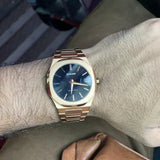 D1 Milano Ultra Thin Black Dial Gold Steel Strap Watch for Men - D1-UTBJ42