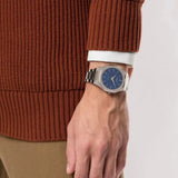 D1 Milano Ultra Thin Blue Dial Silver Steel Strap Watch for Men - D1-UTBJ09