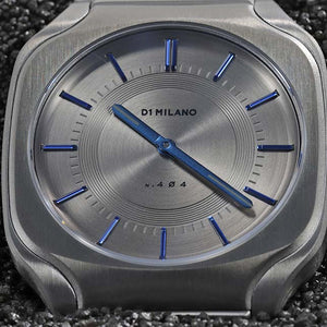 D1 Milano Square Titanium Gray Dial Gray Steel Strap Watch for Men - D1-SQBJ02